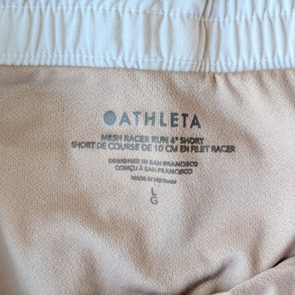 Athleta White Mesh Racer Run 4" Short large - Picture 5 of 9